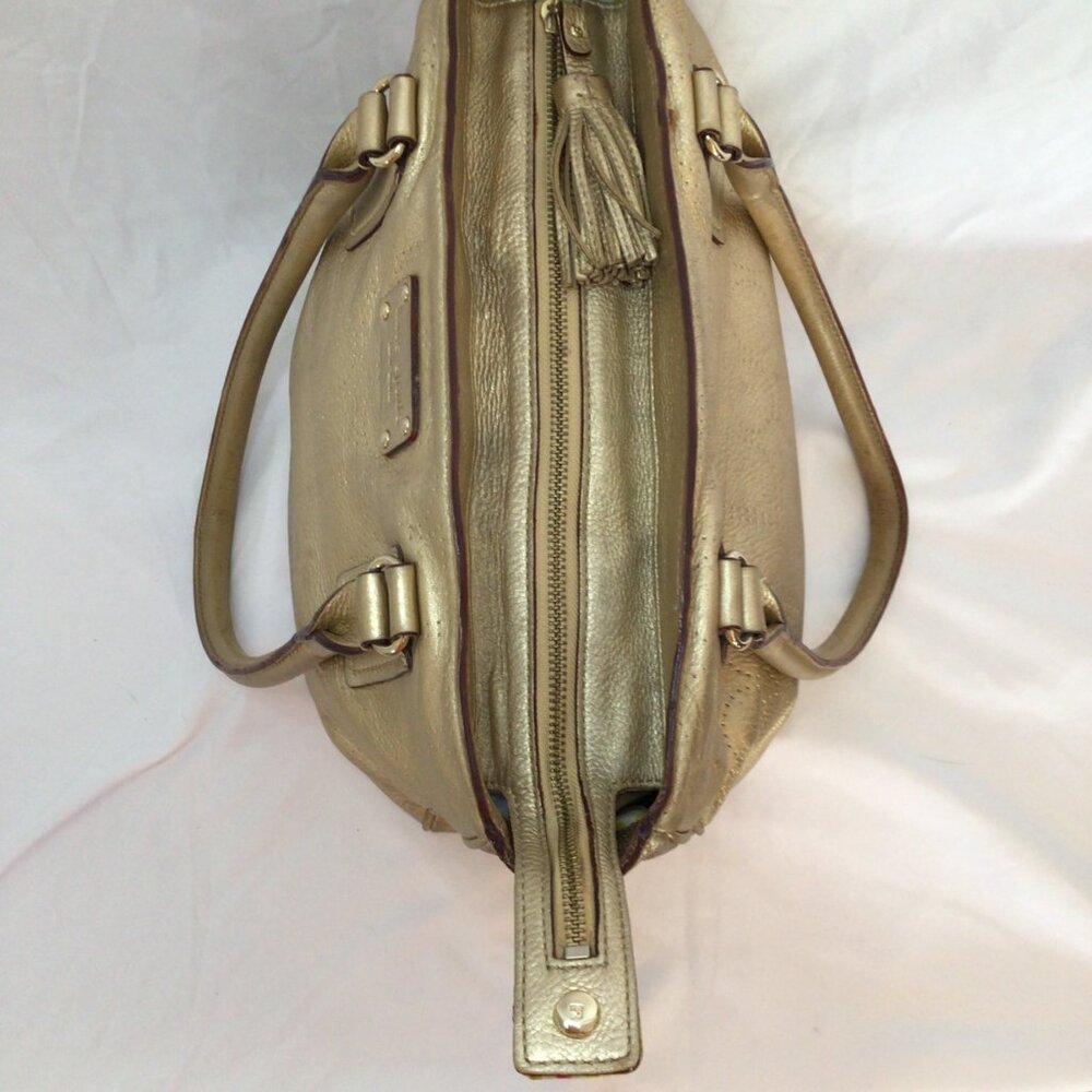 Kate Spade York Street Metallic Gold Leather Satchel • WKRU0812 • Care Cards - Picture 13 of 16
